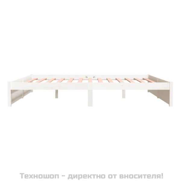 Рамка за легло, бяла, дърво масив, 200x200 см