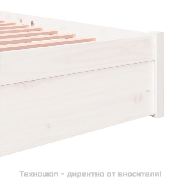 Рамка за легло, бяла, дърво масив, 200x200 см