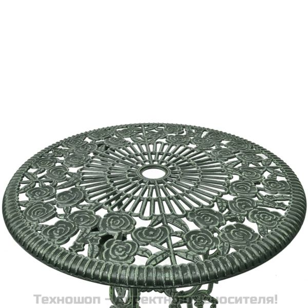 Бистро комплект, 3 части, лят алуминий, зелен