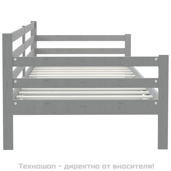 Дневно легло без матрак, сив, борово дърво масив, 90x200 см
