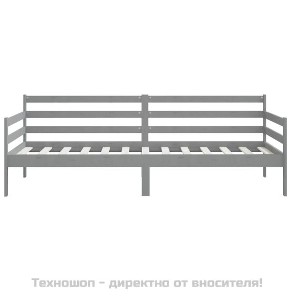 Дневно легло без матрак, сив, борово дърво масив, 90x200 см