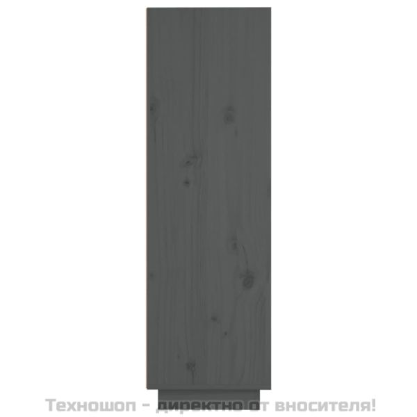 Висок шкаф, сив, 37x34x110 см, борово дърво масив