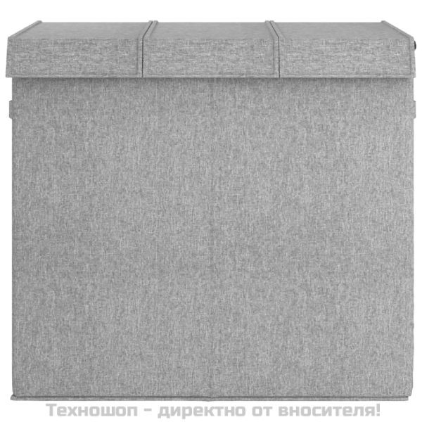 Сгъваем кош за пране, сив, 64,5x34,5x59 см, изкуствен лен