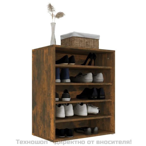 Шкаф за обувки, опушен дъб, 60x35x70 см, инженерно дърво