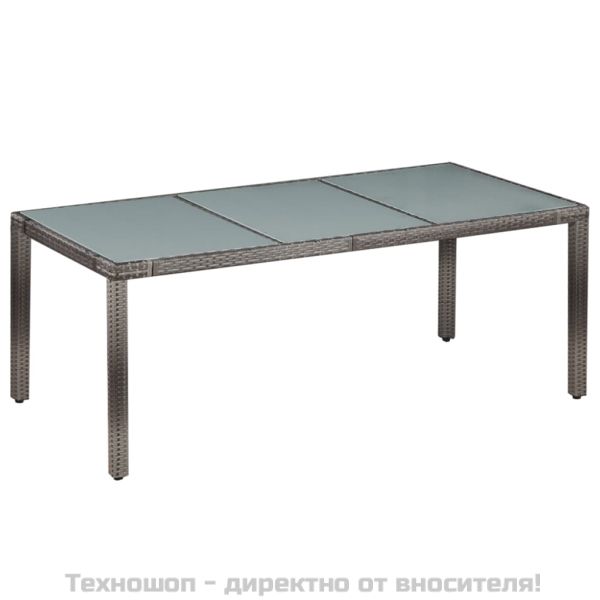 Градински комплект с възглавници, 9 части, полиратан, сив