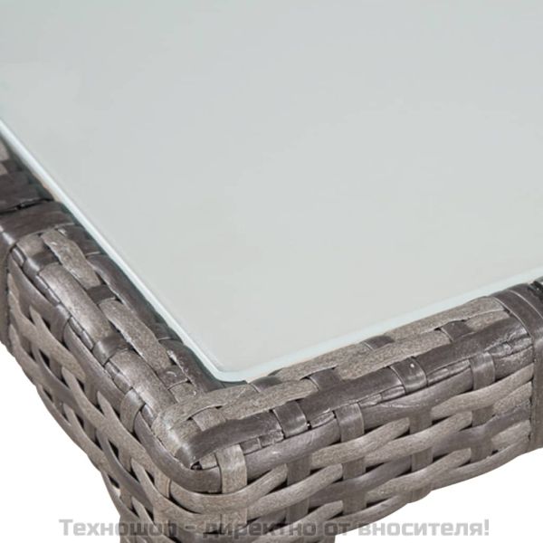 Градински комплект с възглавници, 9 части, полиратан, сив