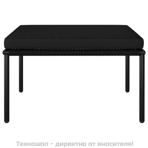 Градински комплект с възглавници, 8 части, черен, PVC