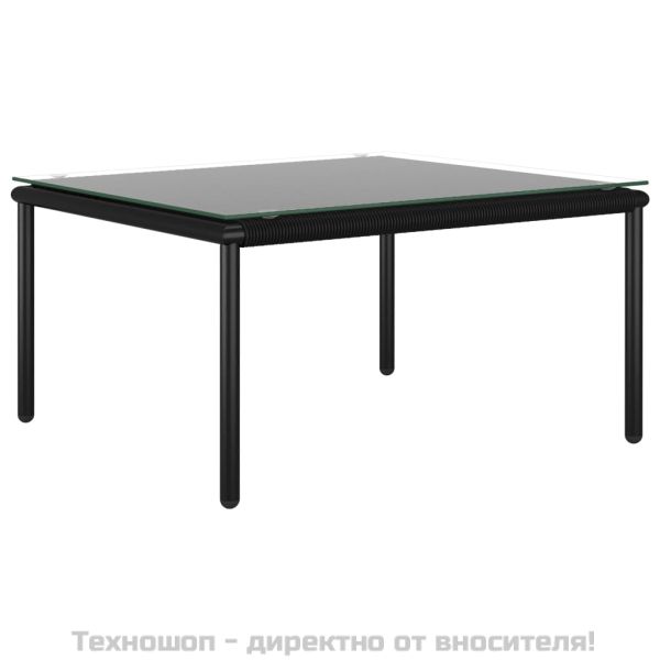 Градински комплект с възглавници, 8 части, черен, PVC