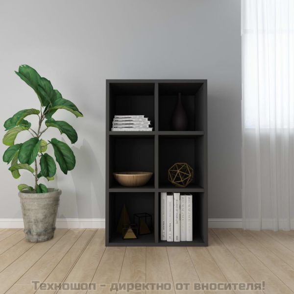 Библиотека/бюфет, черна, 66x30x98 см, инженерно дърво