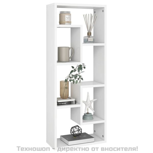 Стенен рафт, бял, 36x16x90 см, инженерно дърво