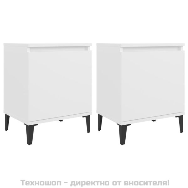 Нощни шкафчета с метални крака, бели, 40x30x50 см