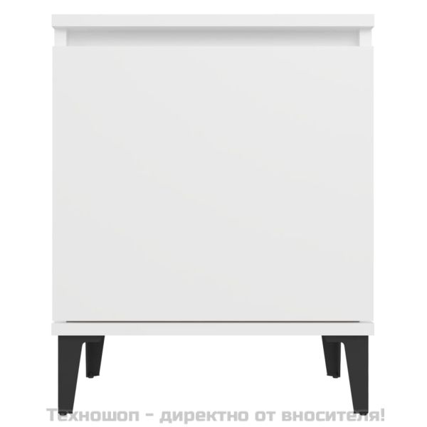 Нощни шкафчета с метални крака, бели, 40x30x50 см