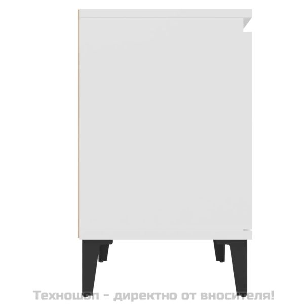 Нощни шкафчета с метални крака, бели, 40x30x50 см