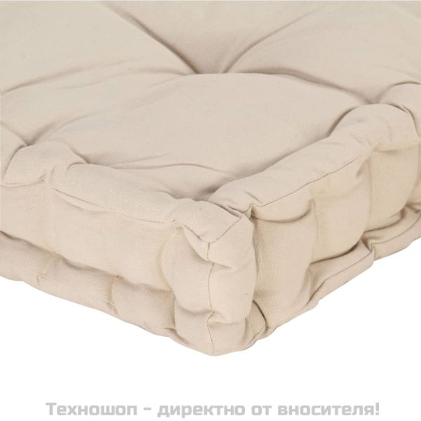 Палетна възглавница за под, памук, 120x80x10 см, бежова
