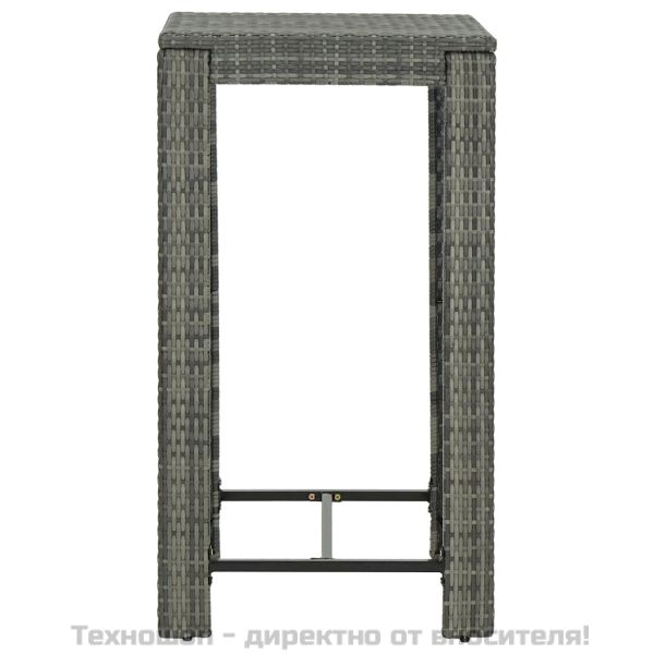 Градинска бар маса, сива, 60,5x60,5x110,5 см, полиратан