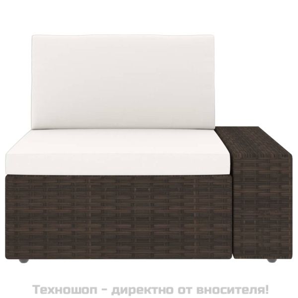 Градински комплект, 3 части, кафяв полиратан