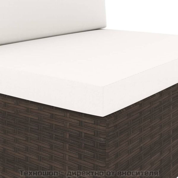 Градински комплект, 3 части, кафяв полиратан