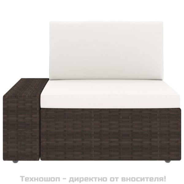 Градински комплект, 3 части, кафяв полиратан