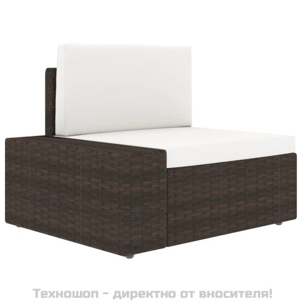 Градински комплект, 3 части, кафяв полиратан