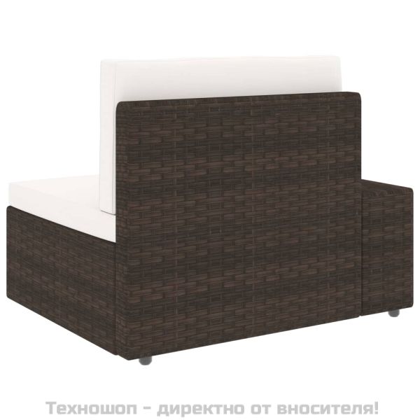 Градински комплект, 3 части, кафяв полиратан