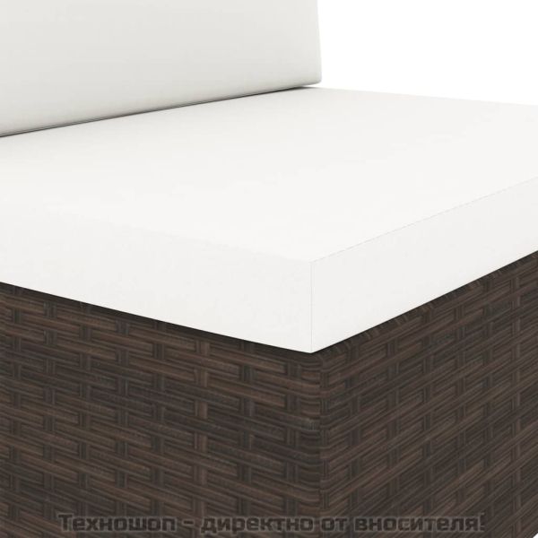 Градински комплект, 3 части, кафяв полиратан