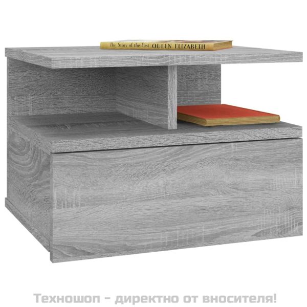 Плаващи нощни шкафчета Сив сонома 40x31x27 см инж. дърво