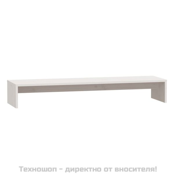 Поставка за монитор, бяла, 100x27x15 см, бор масив