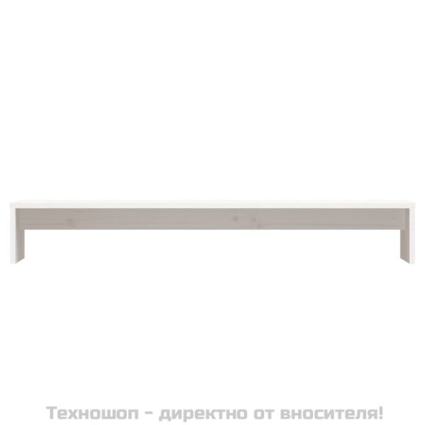 Поставка за монитор, бяла, 100x27x15 см, бор масив