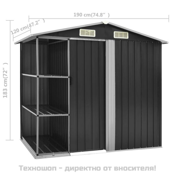 Дворна барака с рафт антрацит 205x130x183 см желязо