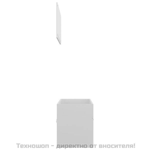 Комплект мебели за баня, бял гланц, инженерно дърво