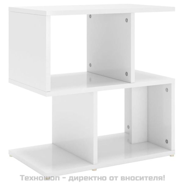 Нощно шкафче, бял гланц, 50x30x51,5 см, инженерно дърво
