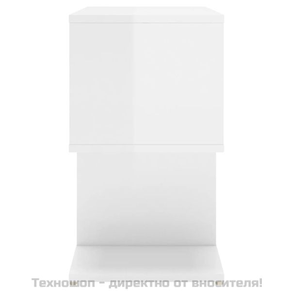 Нощно шкафче, бял гланц, 50x30x51,5 см, инженерно дърво