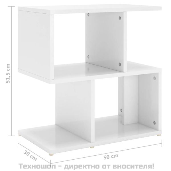 Нощно шкафче, бял гланц, 50x30x51,5 см, инженерно дърво