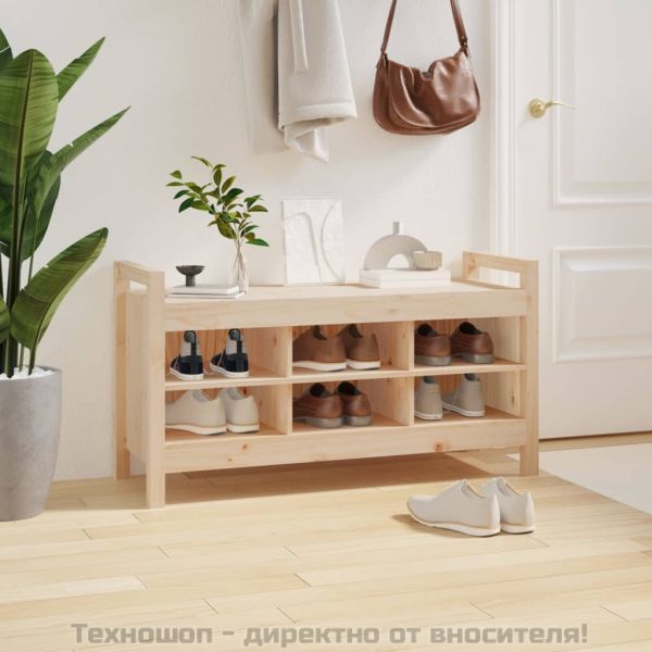Пейка за антре, 110x40x60 см, борово дърво масив