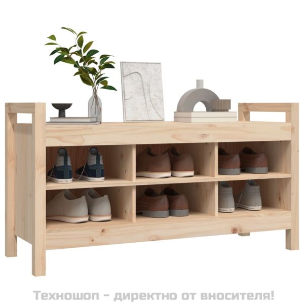 Пейка за антре, 110x40x60 см, борово дърво масив