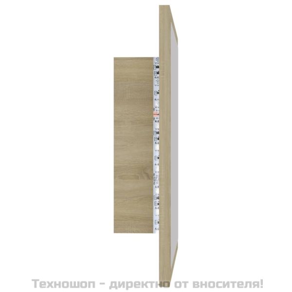 LED огледало за баня, дъб сонома, 40x8,5x37 см, акрил