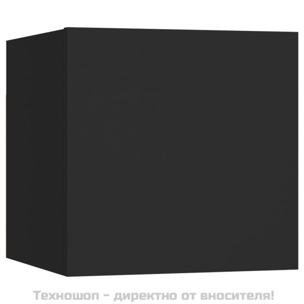 ТВ шкафове за стенен монтаж, 2 бр, черни, 30,5x30x30 см