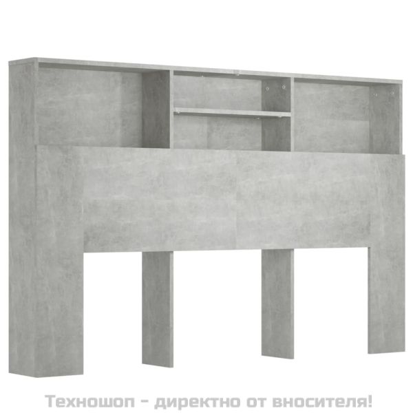 Табла за легло тип шкаф, бетонно сива, 160x19x103,5 см