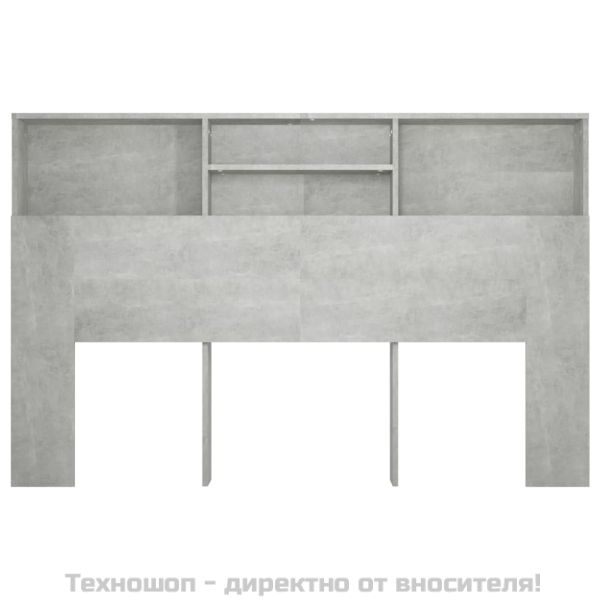 Табла за легло тип шкаф, бетонно сива, 160x19x103,5 см