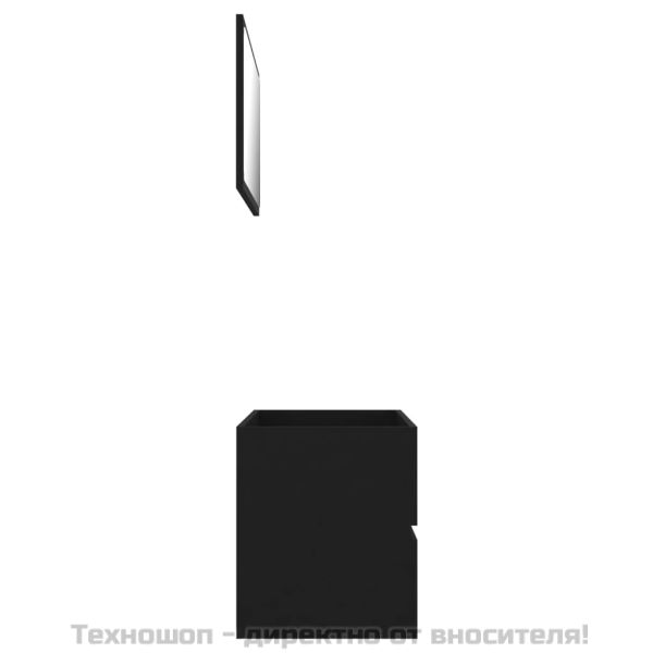 Комплект мебели за баня от 2 части, черен, инженерно дърво