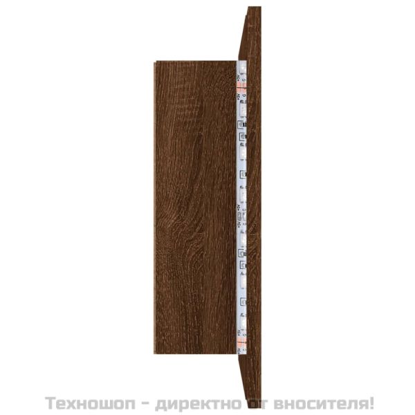 LED огледален шкаф, кафяв дъб, 60x12x45 см, инженерно дърво