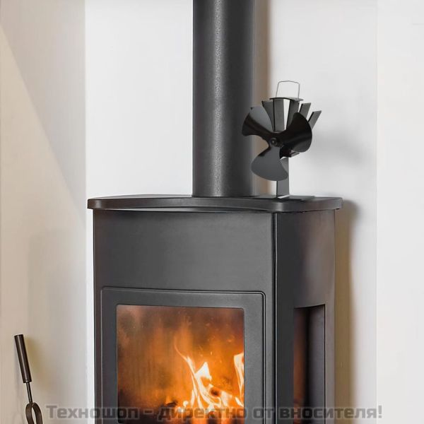 Вентилатор за печка за топъл въздух, 3 перки, черен