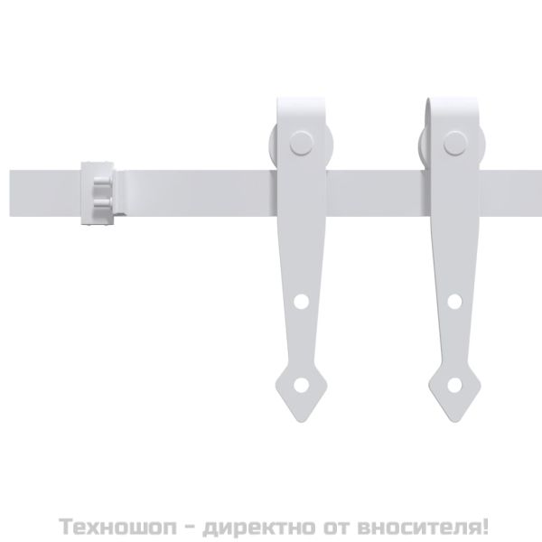 Комплект за мини плъзгаща врата за шкаф, стомана, бял, 183 см