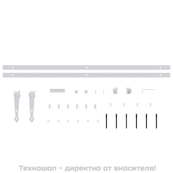 Комплект за мини плъзгаща врата за шкаф, стомана, бял, 183 см