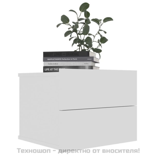 Нощно шкафче, бяло, 40x30x30 см, инженерно дърво