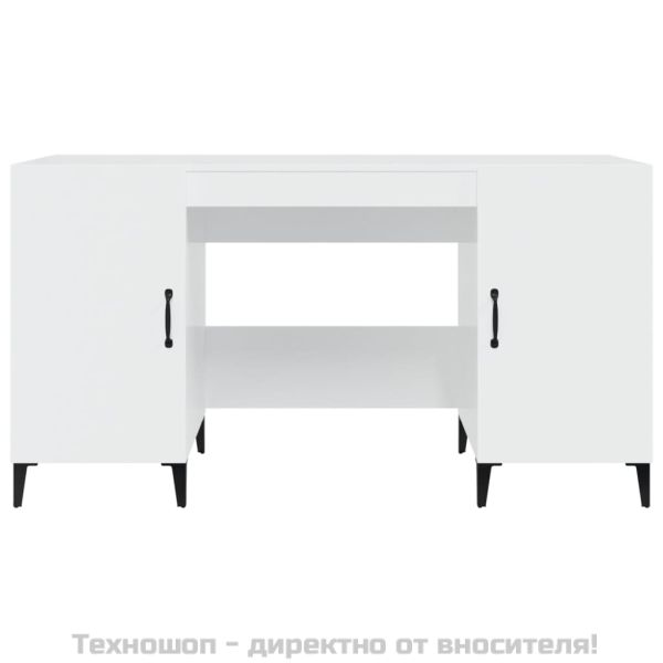 Бюро, бял гланц, 140x50x75 см, инженерно дърво