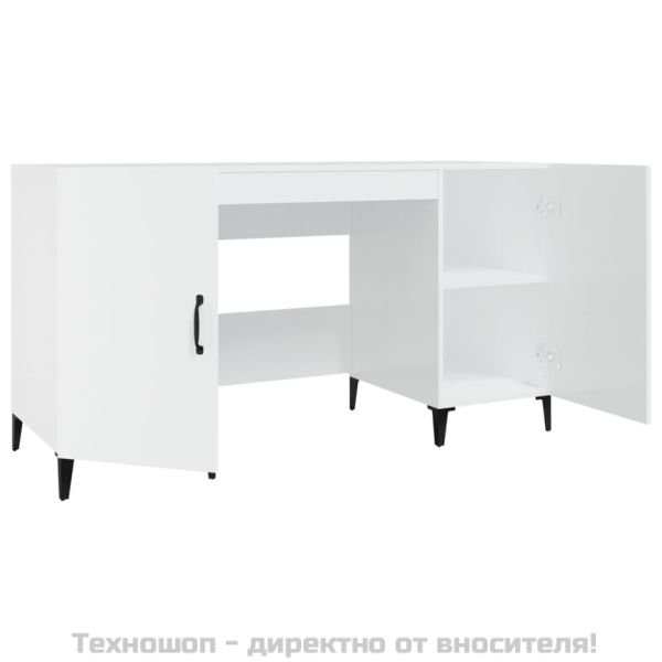 Бюро, бял гланц, 140x50x75 см, инженерно дърво