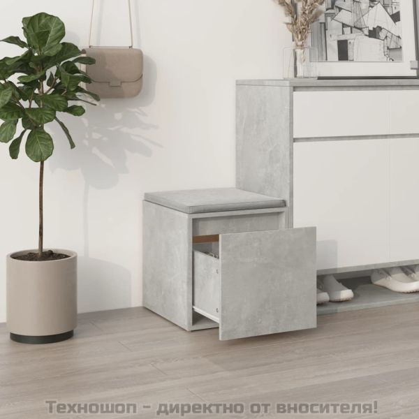 Кутия с чекмедже, бетонно сива, 40,5x40x40 см, инженерно дърво
