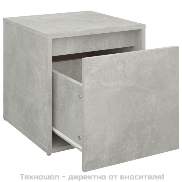 Кутия с чекмедже, бетонно сива, 40,5x40x40 см, инженерно дърво
