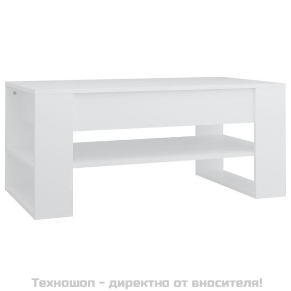 Маса за кафе, бяла, 102x55x45 см, инженерно дърво